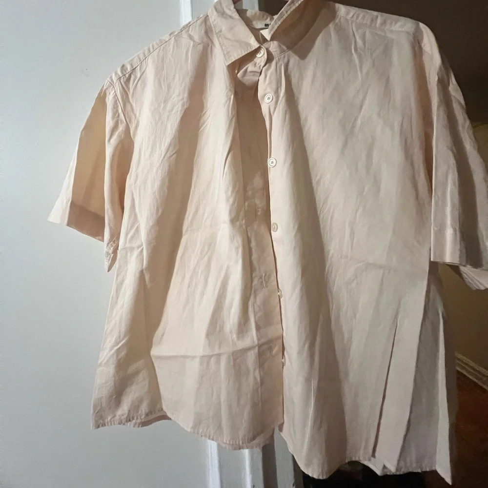 Beige Short Sleeve Button-Up Shirt - Picture 2 of 5